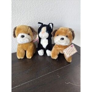 3 Purina Pets For People Vintage Plush Cat & Dog 1996 Stuffed Animal Kitten Pup